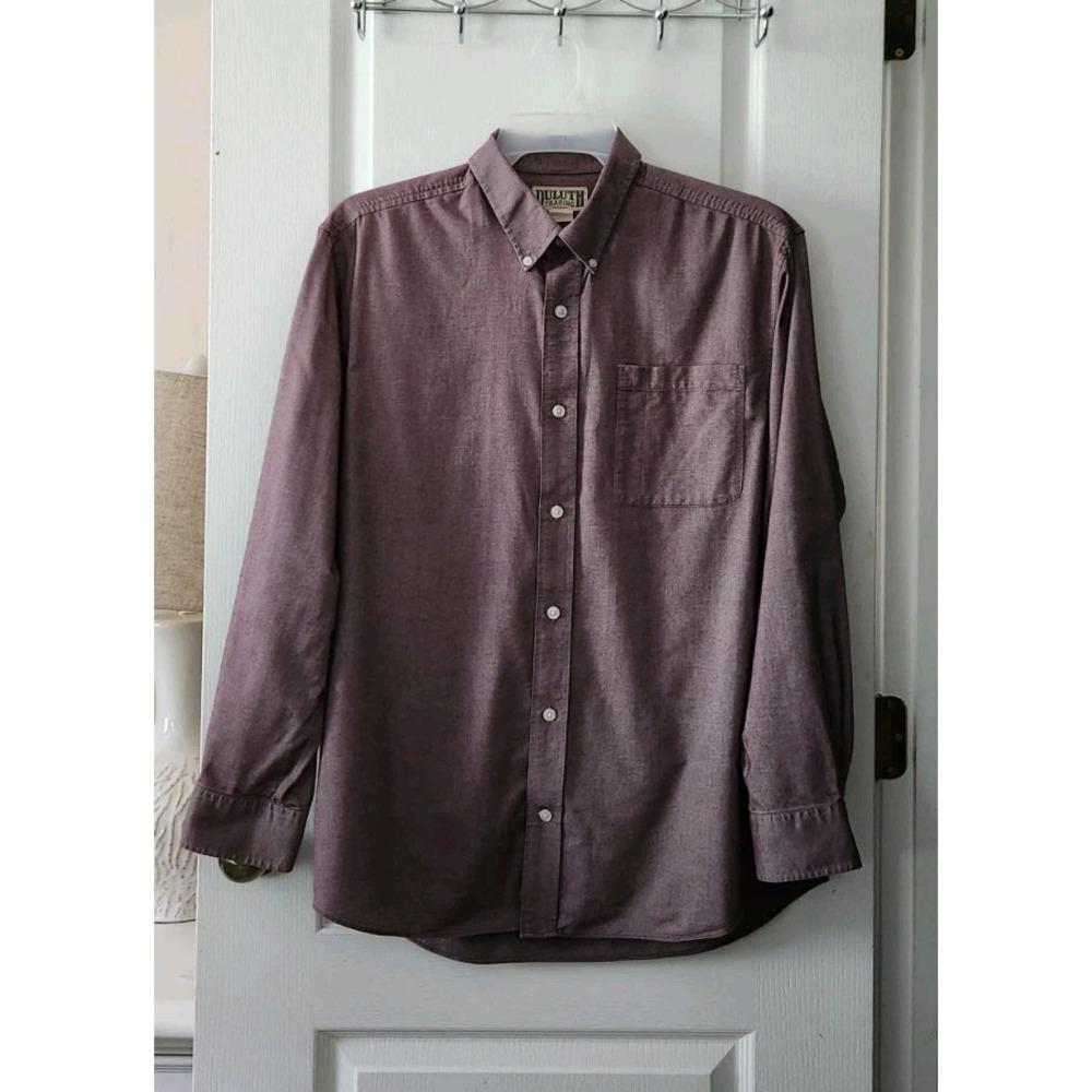 Duluth Trading Co. Men's Long Sleeve Button Down Shirt  Cotton Purple Size L‎